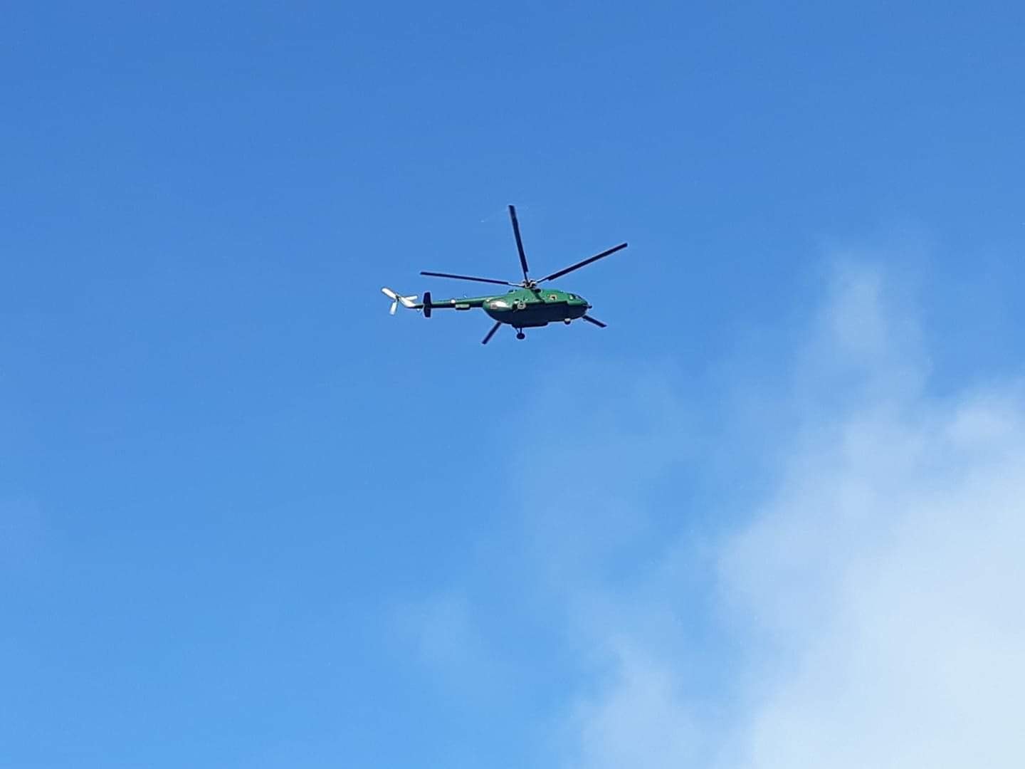 An old photo of the military helicopter flying in Falam township, Chin State (Photo: CG)