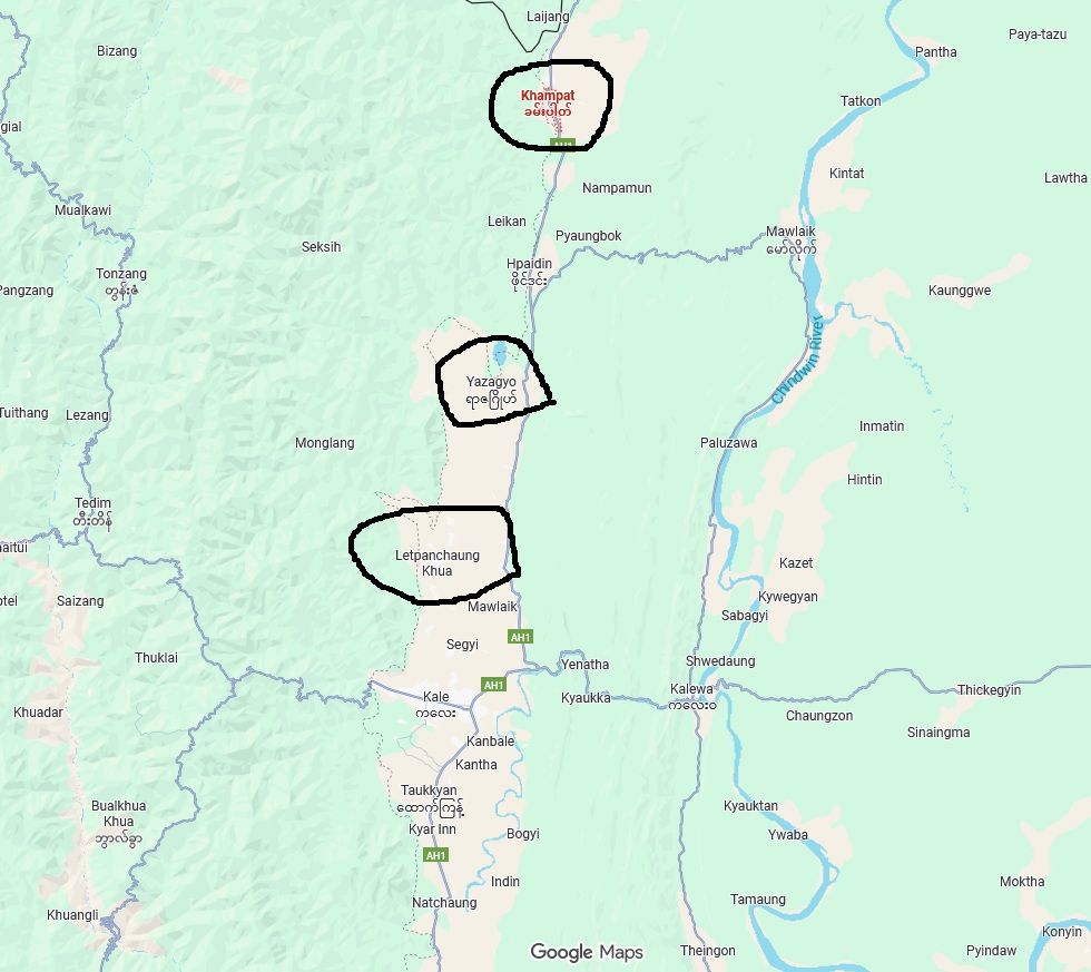 Some locations of villages under attacks by SAC (Photo: Google Map)