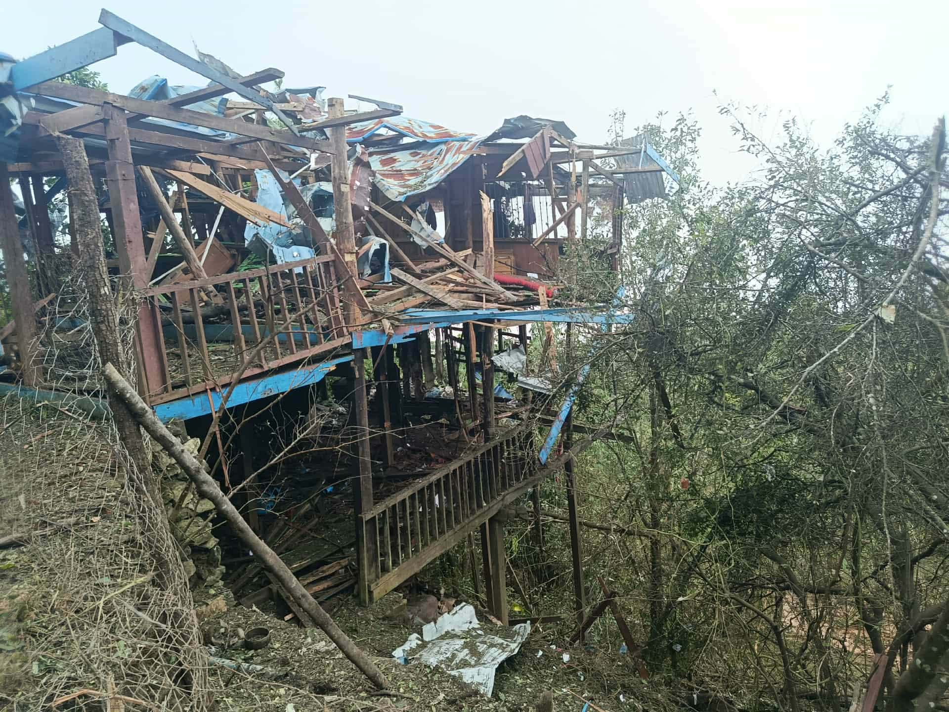 A house destroyed by SAC's airstrikes in Kanpetlet town on 24 October 2025