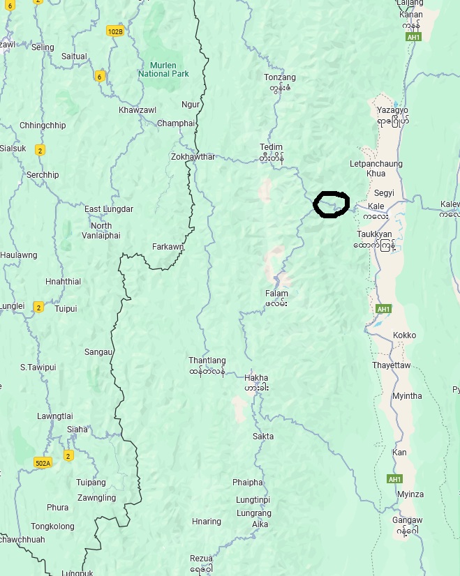 A map location of Taingen village, Tedim township (Photo: Google Map)