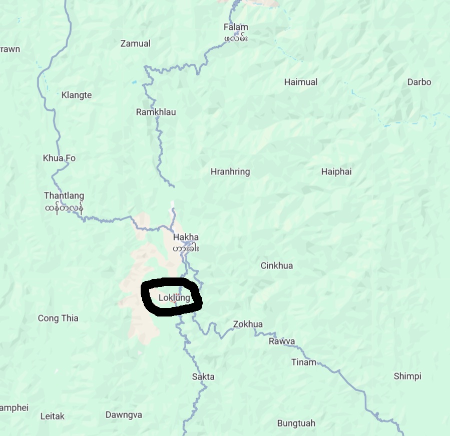 Location of Loklung village, Hakha Township (Photo: Google Map)