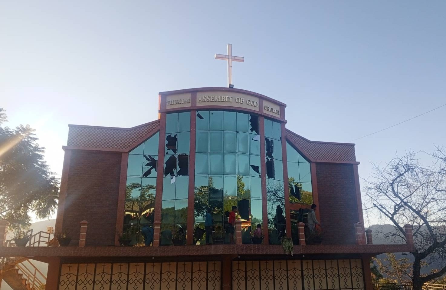 A church building damaged by SSPC's airstrikes in Thuklai village, Tedim township, Chin State last night (Photo: TYF)