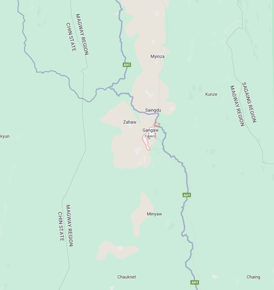 Location of Gangaw town, Magway Region (Photo: Google Map)