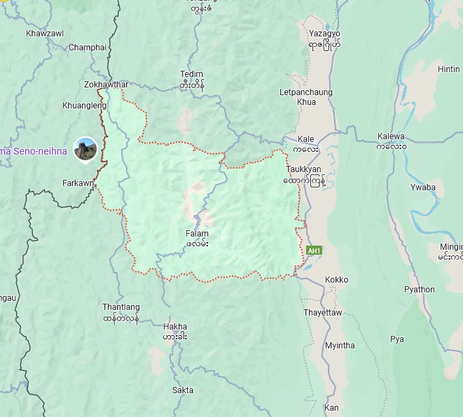 Locations of Falam and Tedim townships in Chin State (Photo: Google Map)