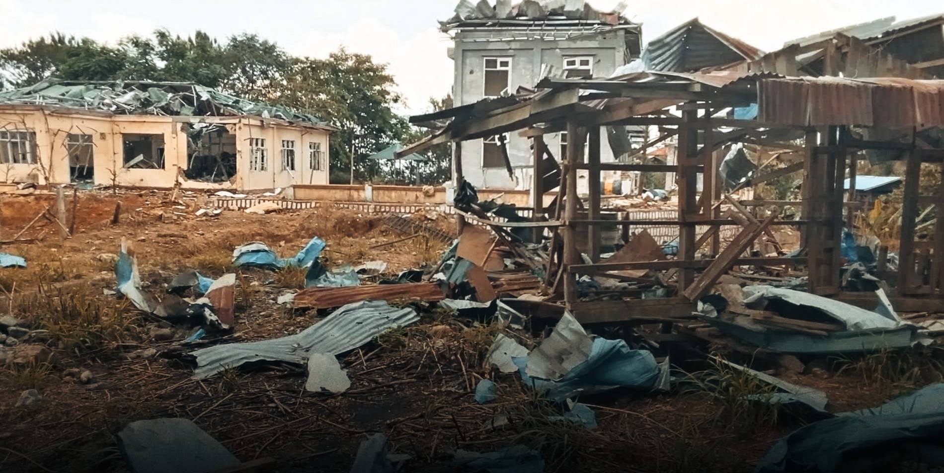 Destruction of civilian houses by airstrikes in Kanpetlet town on 24 October 2025 (Photo: Kanpetlet Township Administration Body)