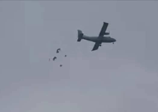 An image showing SSPC's aircraft previously dropping items in Htilin areas (Photo: Facebook/Yaw Alinn Tan)