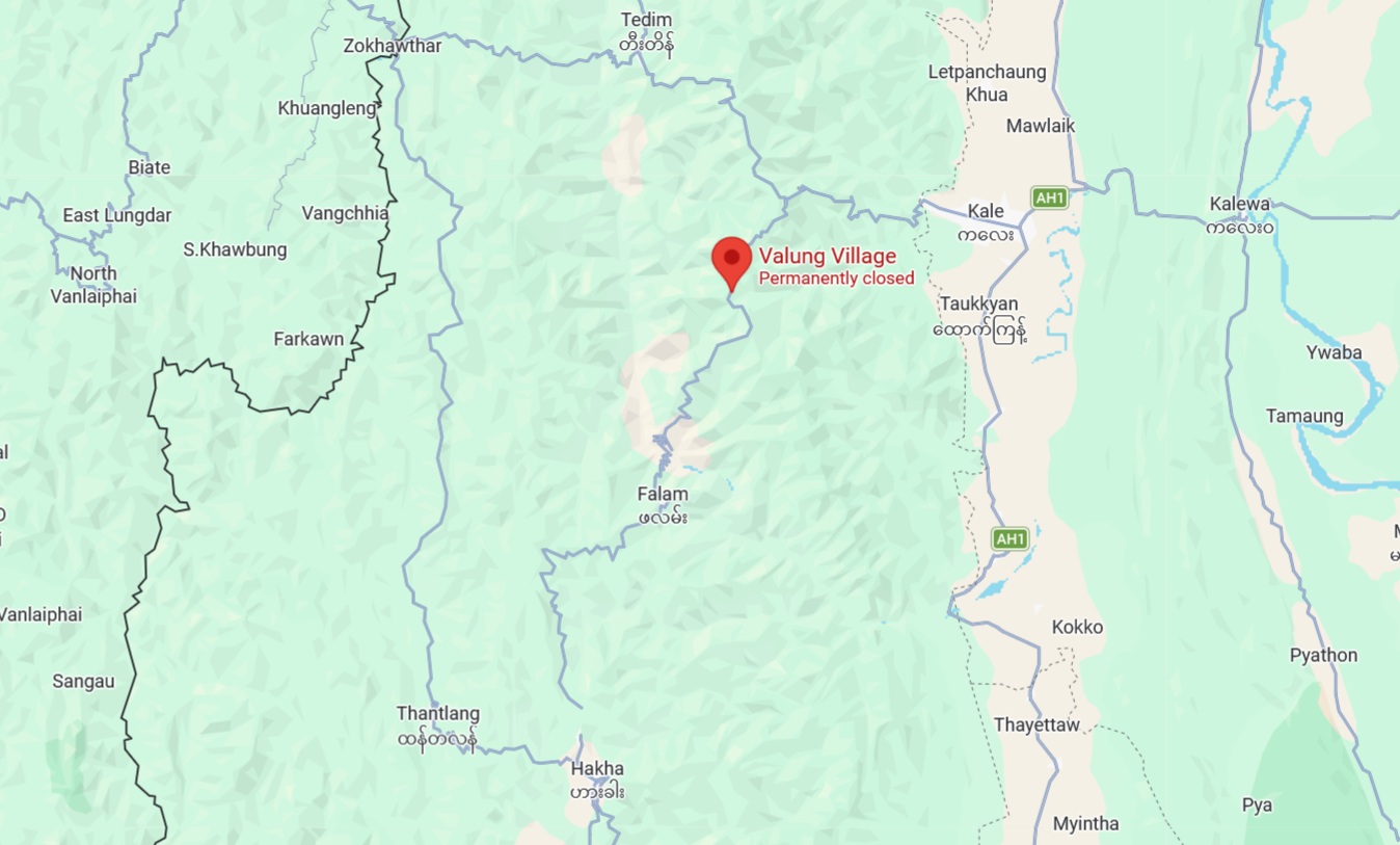 Location of Valung village, Falam township (Photo: Google Map)