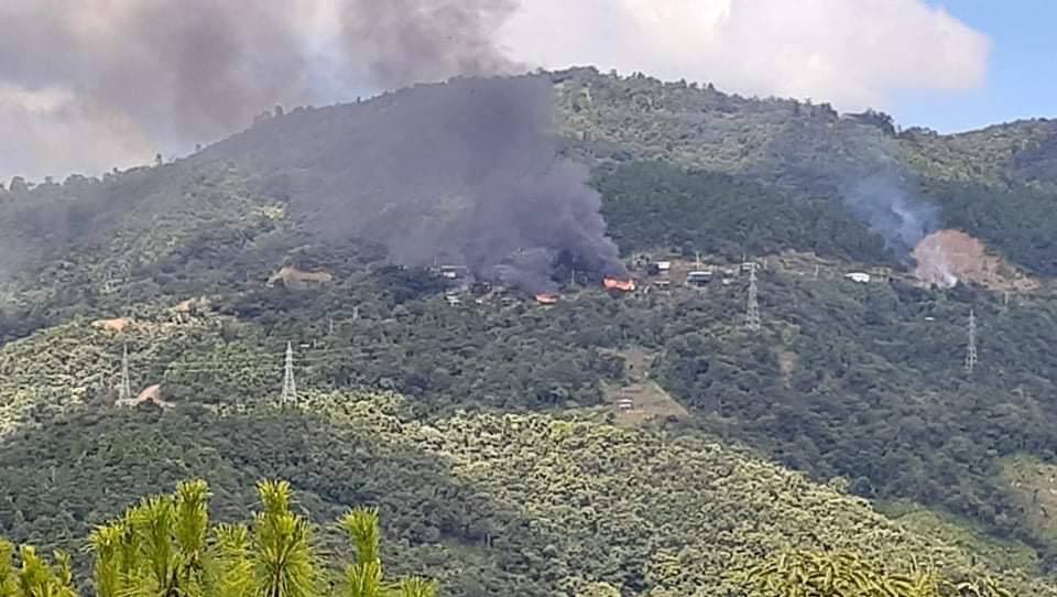 One of the villages in Falam township hit by SSPC's previous airstrikes (Photo: Facebook/Chin Net)