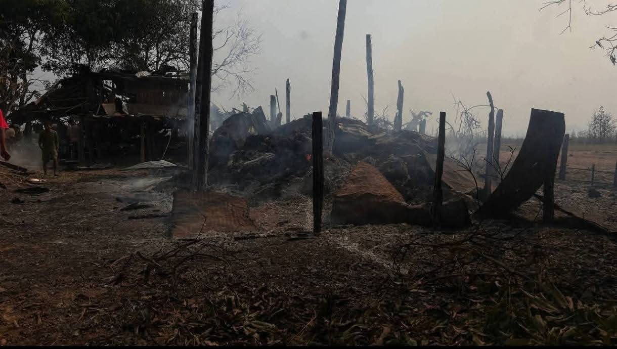 Some civilian houses destroyed by SSPC airstrikes (Photo: Facebook/Yaw Alinn Tan)