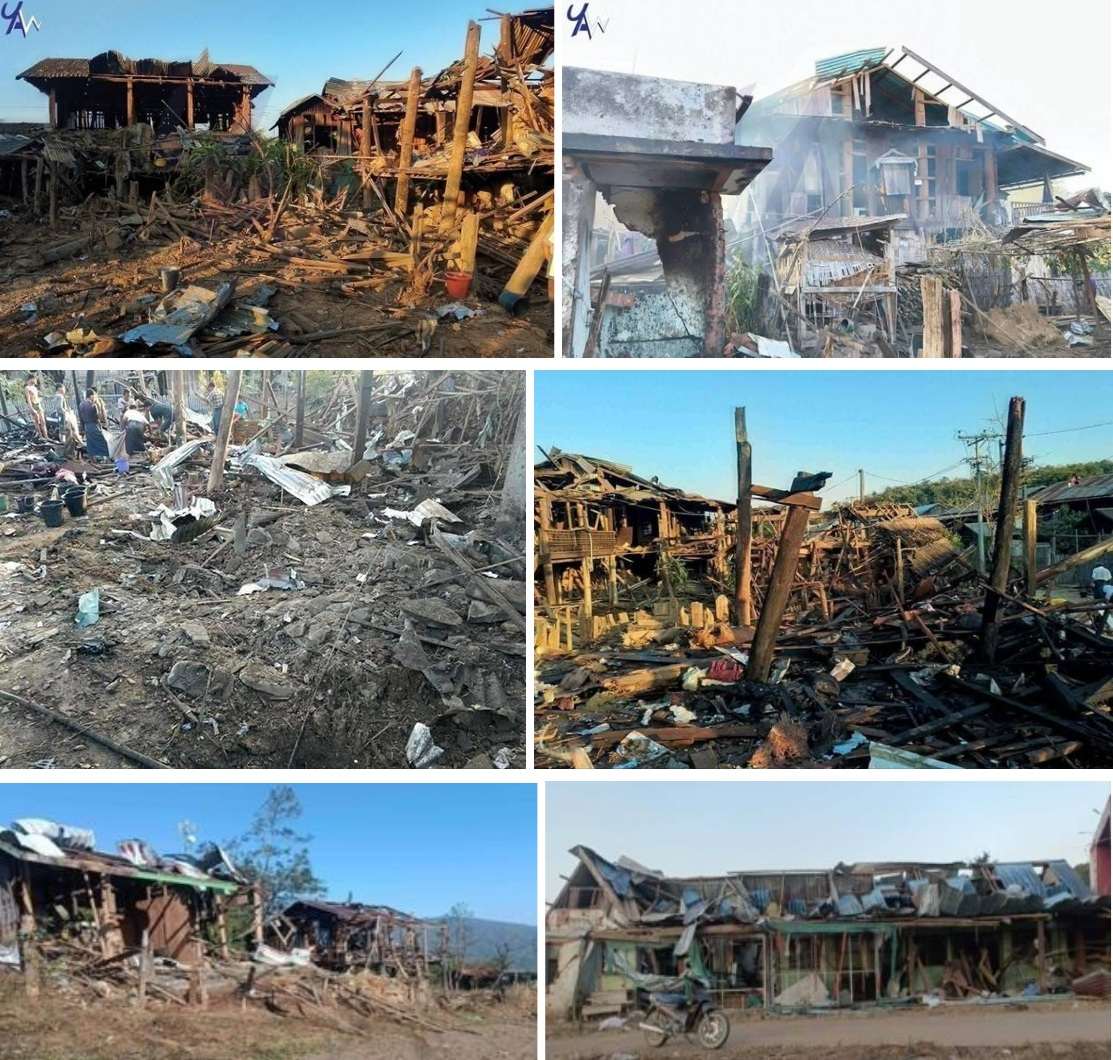 A collection of some civilian houses destroyed by SSPC airstrikes in February 2026