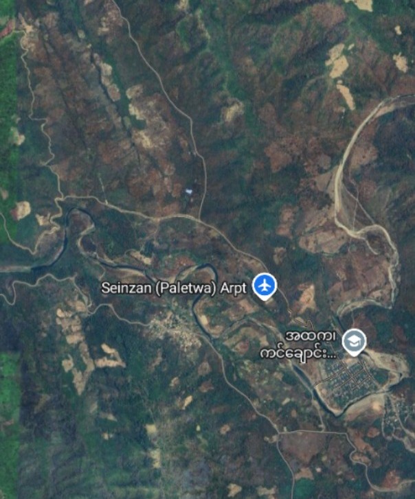 A Google Map showing the location of Sein Sin village, Paletwa township, Chin State (Photo: Facebook/Khumi Media Group)