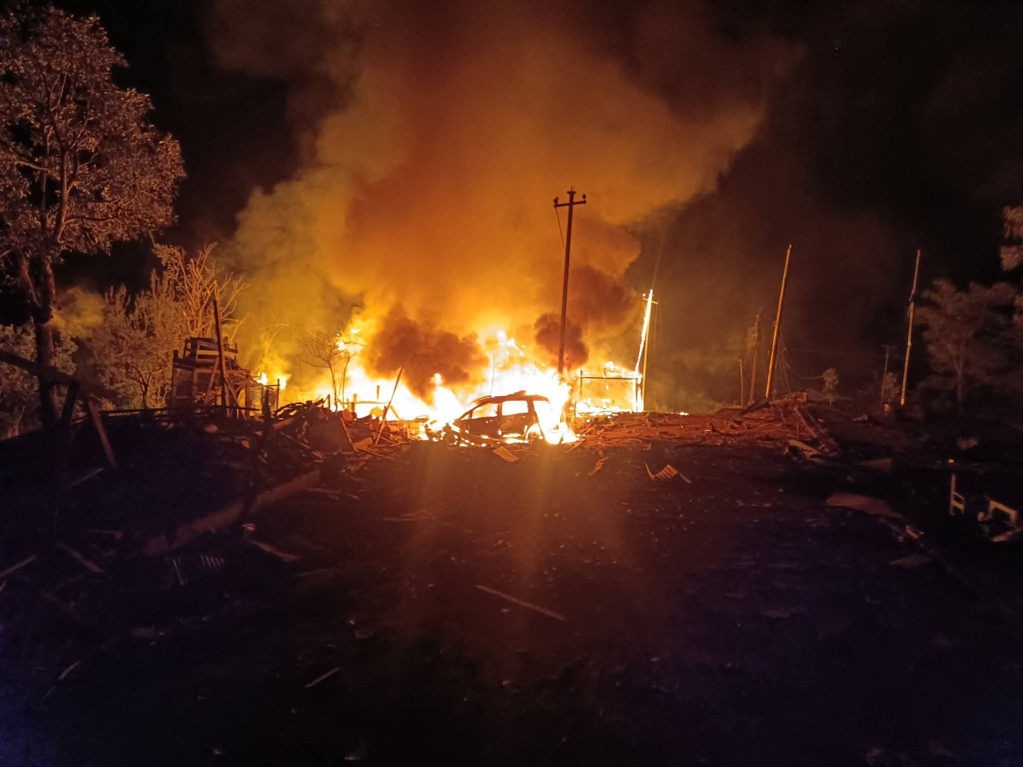 A previous photo showing the destruction of civilian houses in Mindat town, Chin State, following an SSPC airstrike (Photo: Facebook/Khonumthung Burmese)