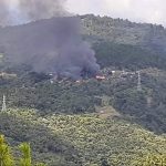 A previous image showing residential houses in Chuncung village, Hakha township, Chin State, being burnt down (Photo: Facebook/The Surbung Times)