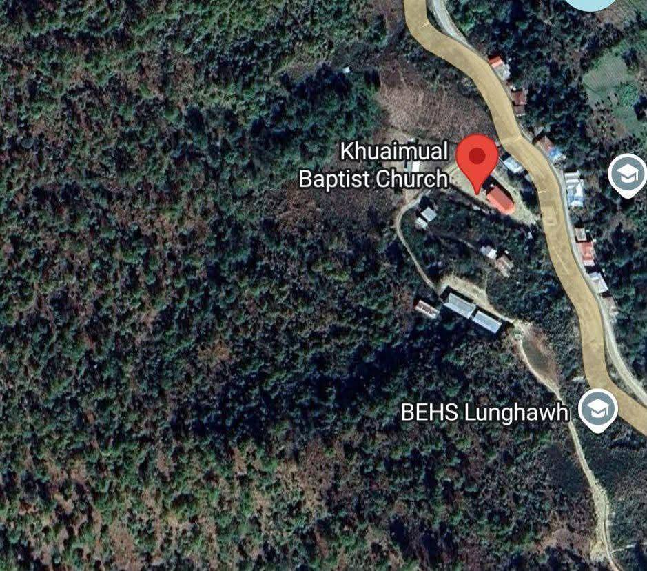A Google map showing the location of Khuaimual village, Tedim township (Photo: Facebook/Momno News Media)