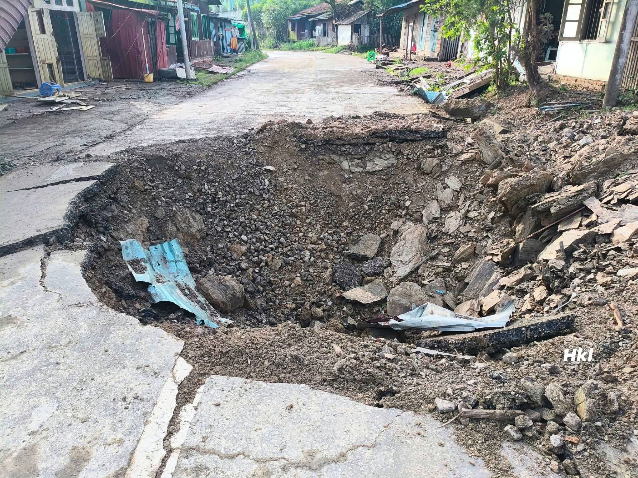 A crater left with remnants after SSPC airstrikes in Mindat on 8 June 2026 (Photo: Facebook/Hkl Mindat)