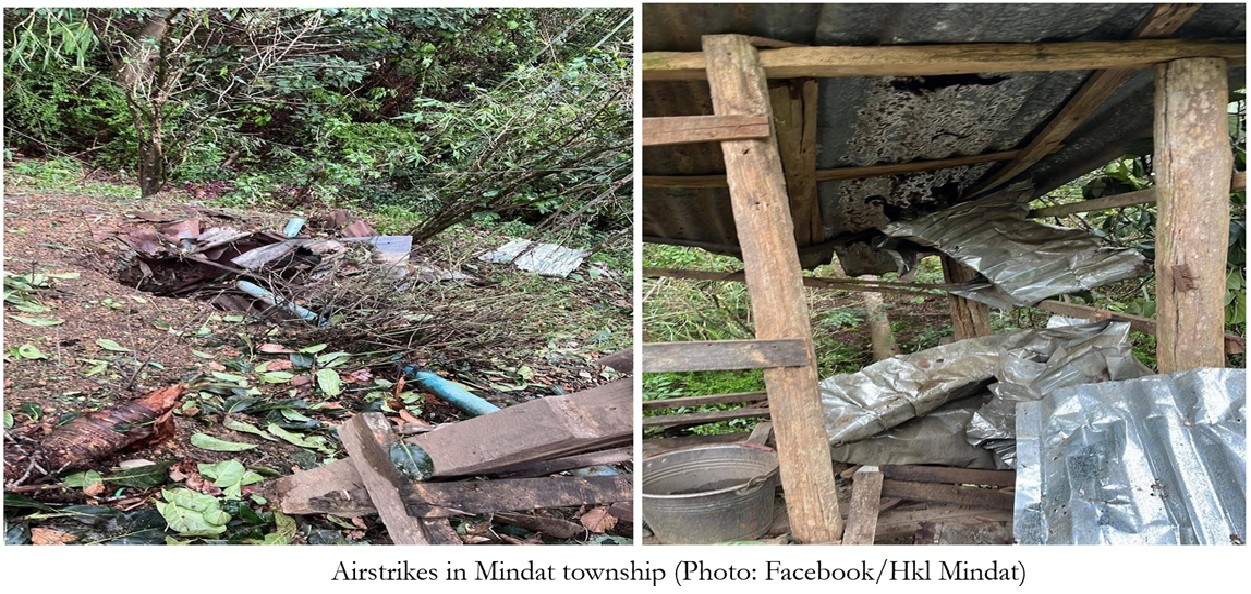 Properties destroyed by SSPC airstrikes in Mindat township on 28 May 2026 (Photo: Facebook/Hkl Mindat)