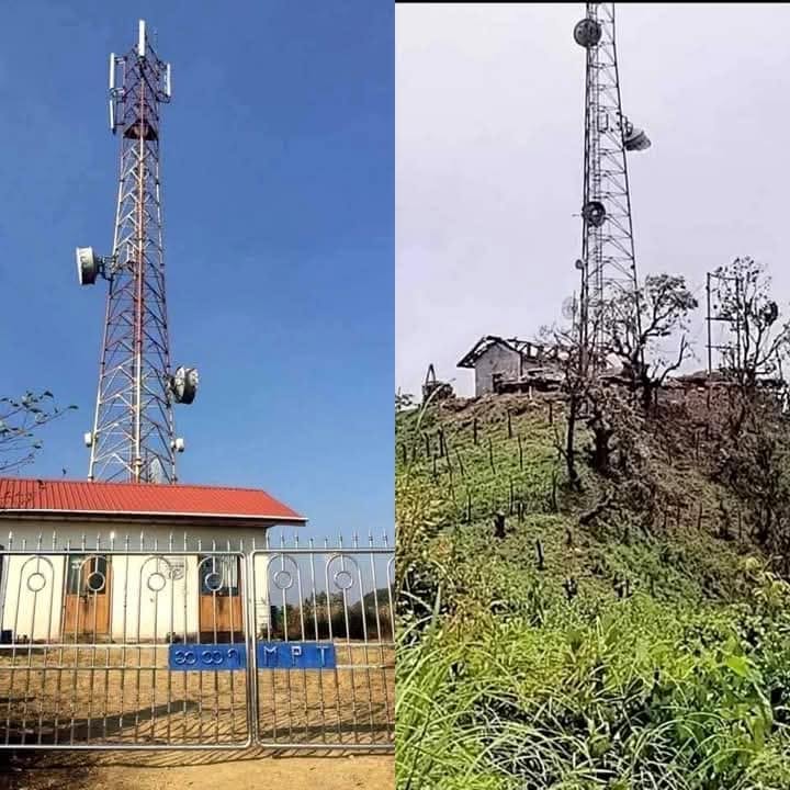 A telecommunication towers on top of Mount Auto between Hakha and Thantlang townships (Photo: Facebook/VoC)