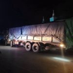 This image captures a truck carrying relief supplies sent by the SSPC military arrives in Falam town, Chin State (Photo: Facebook/The Surbung Times)