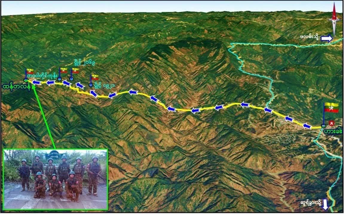This image shows the area along the Hakha-Thantlang Road in Chin State that the military claims to have regained control of (Photo: Facebook/Chin World Media)