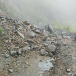 One heavy landslide blocking the key road connecting Gangaw and Rezua (Photo: Facebook/Salai Thomasa Mg Mg)
