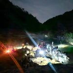 Members of the search and rescue team at Tlawng river as the search continues at night (Photo: Facebook/The Chin Post)