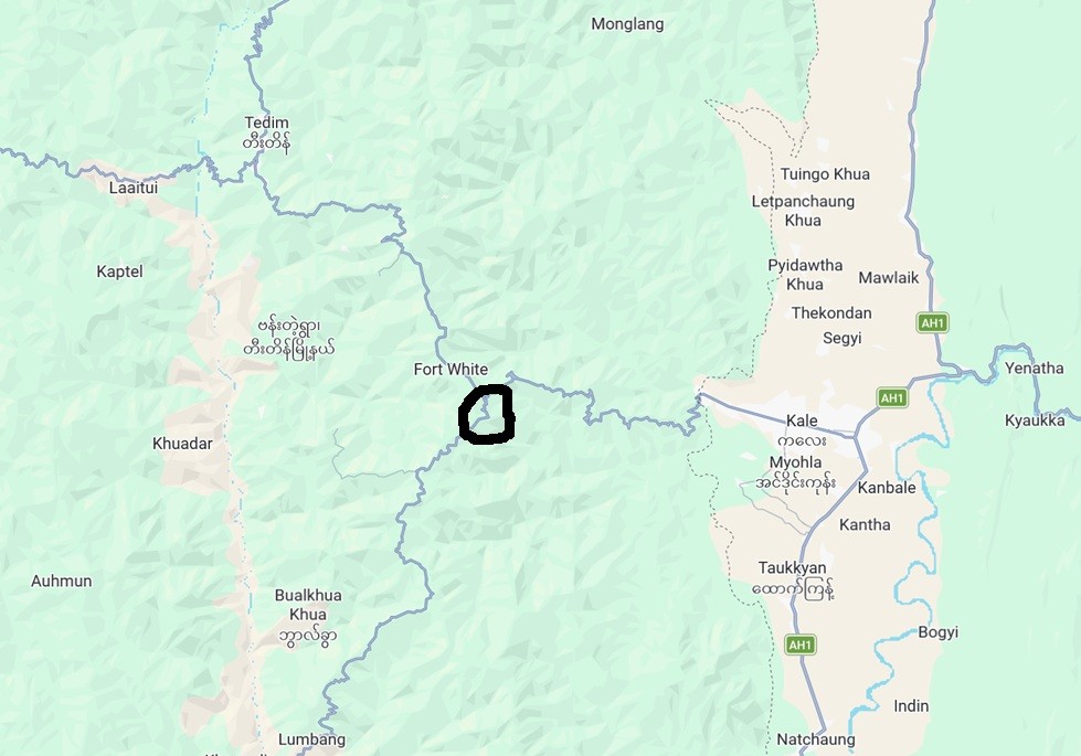The location of Suahlim village, Tedim township (Photo: Google Map)