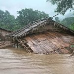 Some of the civilian bamboo houses submerged and destroyed by the flooding in Paletwa township on 7 July 2026 (Photo: Facebook/Chin World)