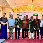 Indian Ambassador to Myanmar Abhay Thakur poses for a group photograph with representatives from the Falam and Tedim areas in Kalay, Sagaing Region (Photo: Facebook/The Rihli Voice)